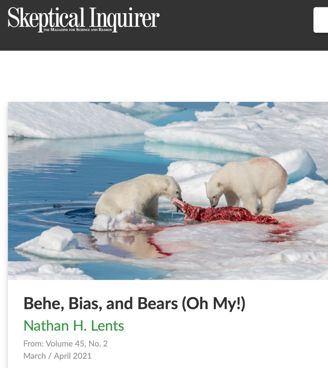 Armando Iachini: Behe, Bias, and Bears (Oh my!) – The Human Evolution Blog